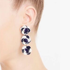 J Crew Sequin Drop Earrings |Navy and White